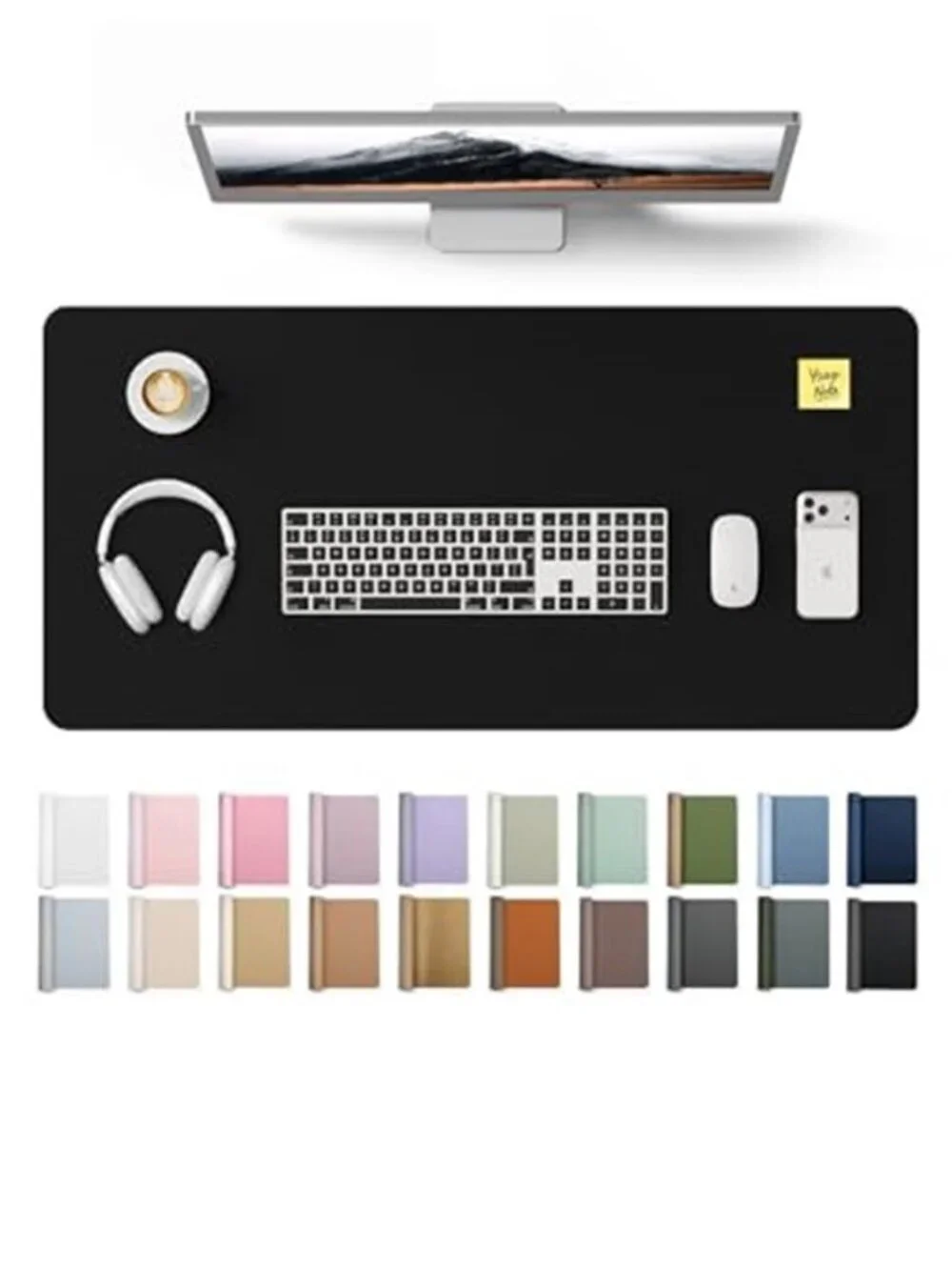 Leather Desk Protector, Office Mat, Large Mouse Mat Black, 31.5